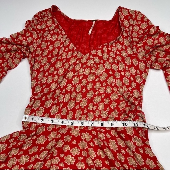 Free People Dress Pradera Faux Wrap Fairy Coquette Feminine Floral Boho Prairie - Picture 11 of 13